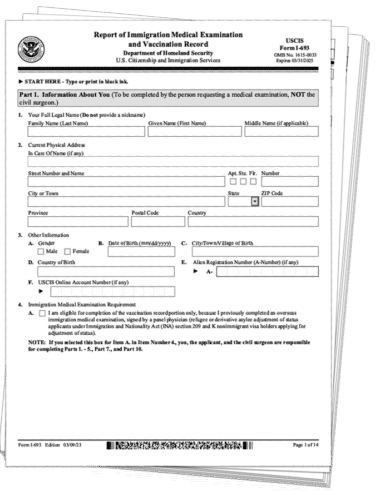 Image showing stack of pages of the I 693 Form